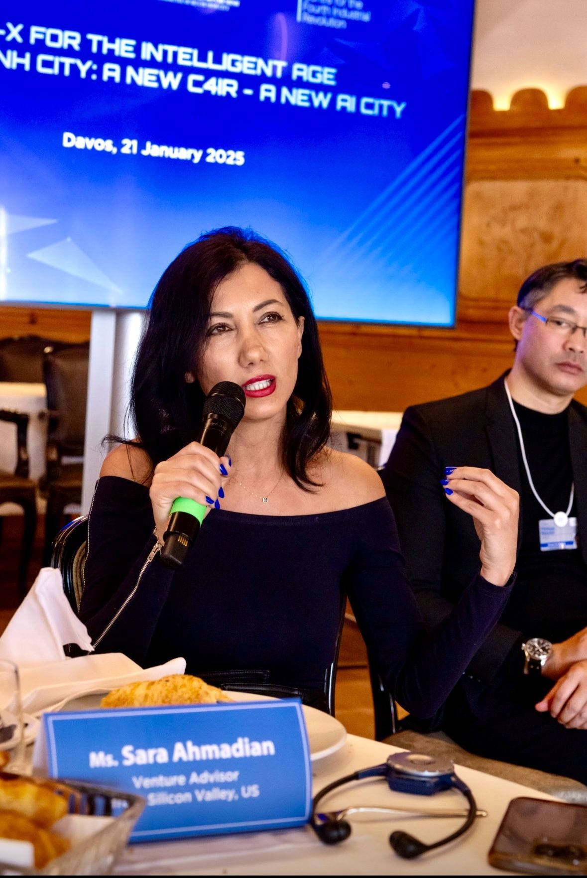 Sara Ahmadian speaking at the World Economic Forum in Davos, January 2025