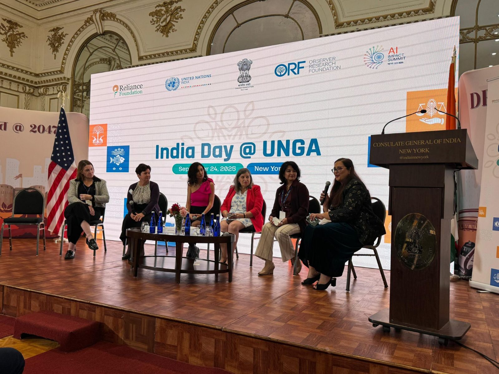 Sara Ahmadian on a panel at India Day, UN General Assembly